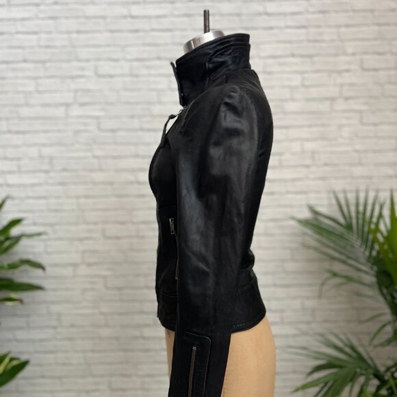 Mackage Kenya Black Leather Motorcycle Jacket XS Moto Jacket Ladies Tailored - Picture 7 of 16